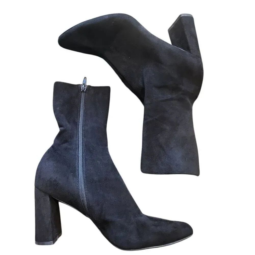 Jeffrey Campbell Boots Women's 8 Black Faux Suede Parisah MD Block Heel